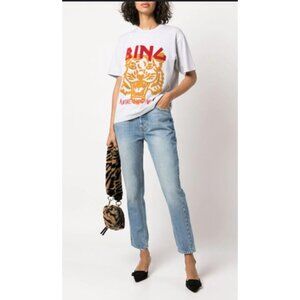Anine Bing Tiger Tee in Chenille Heather Grey-sz Medium